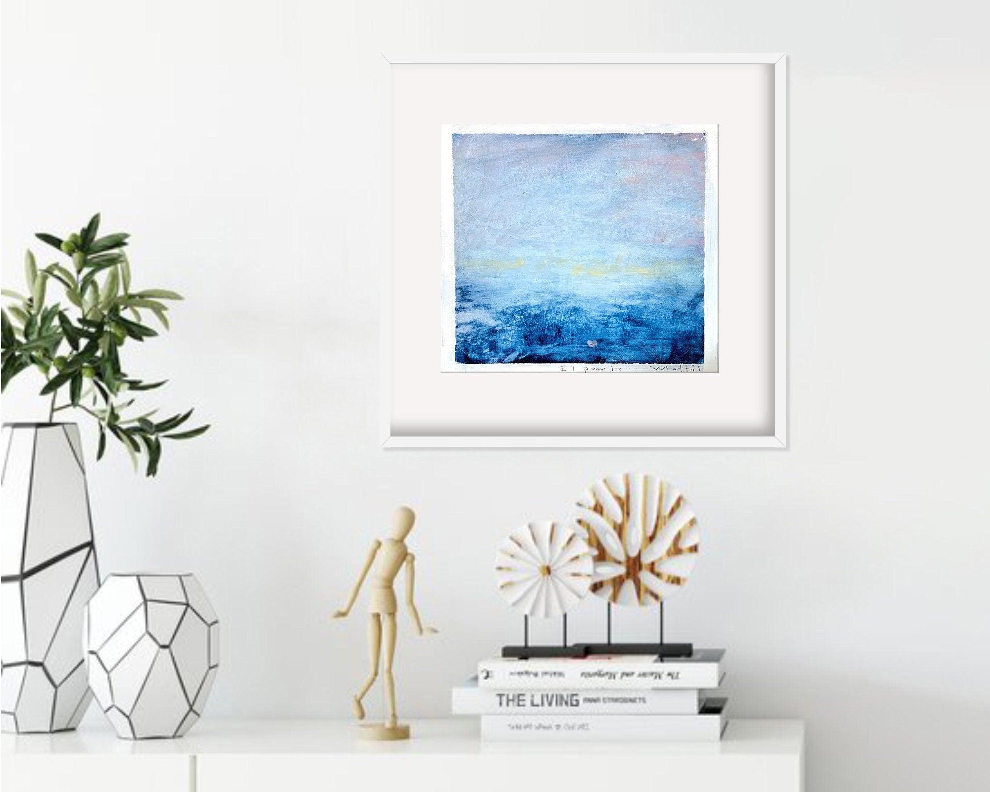 Andalucia coastal small original coastal painting, cardboard painting 10x10 living room wall art decoration ideas
