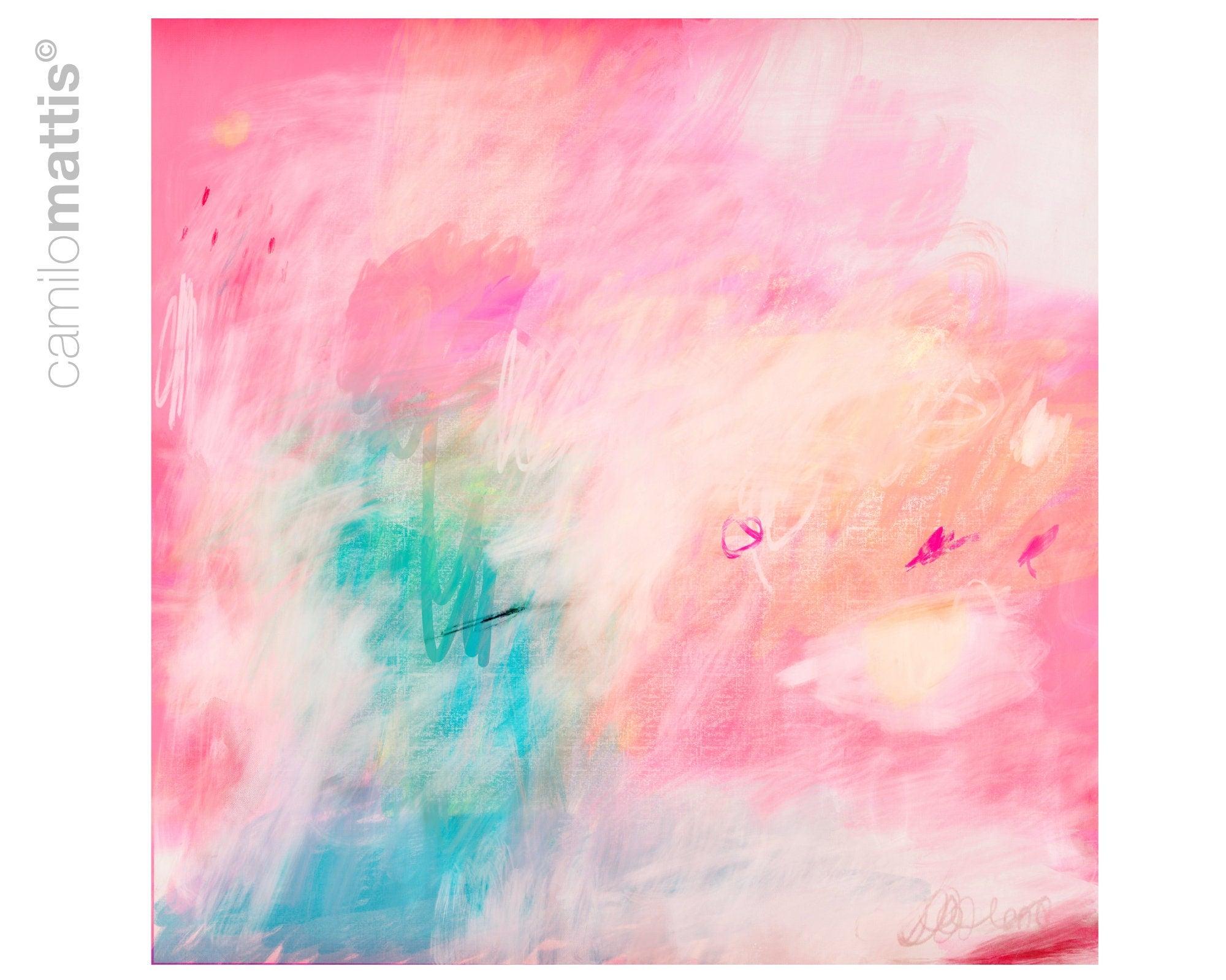 coral bed above decor print, 30x40 print, Boho art print, Pink wall art, Pink abstract painting