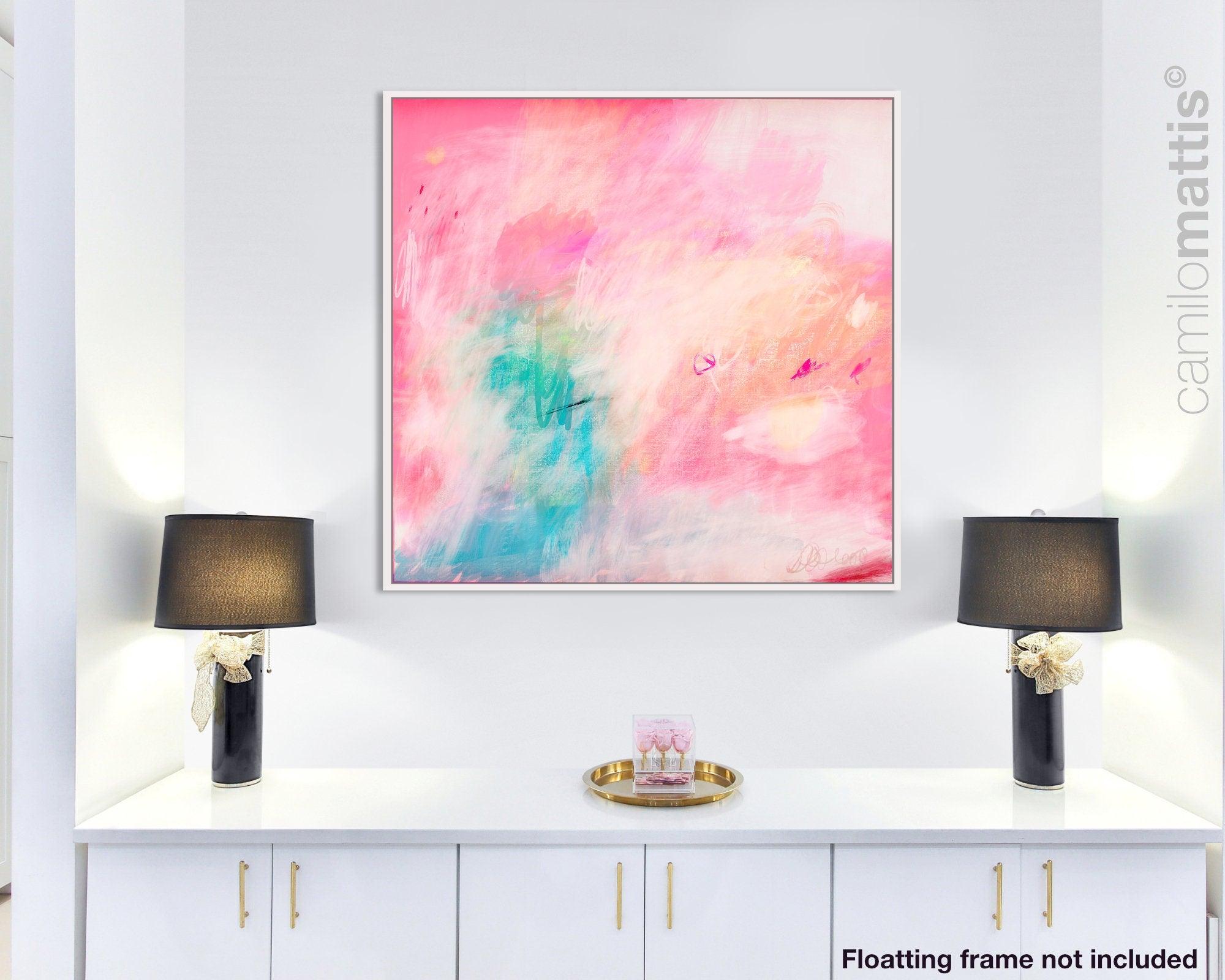 coral bed above decor print, 30x40 print, Boho art print, Pink wall art, Pink abstract painting