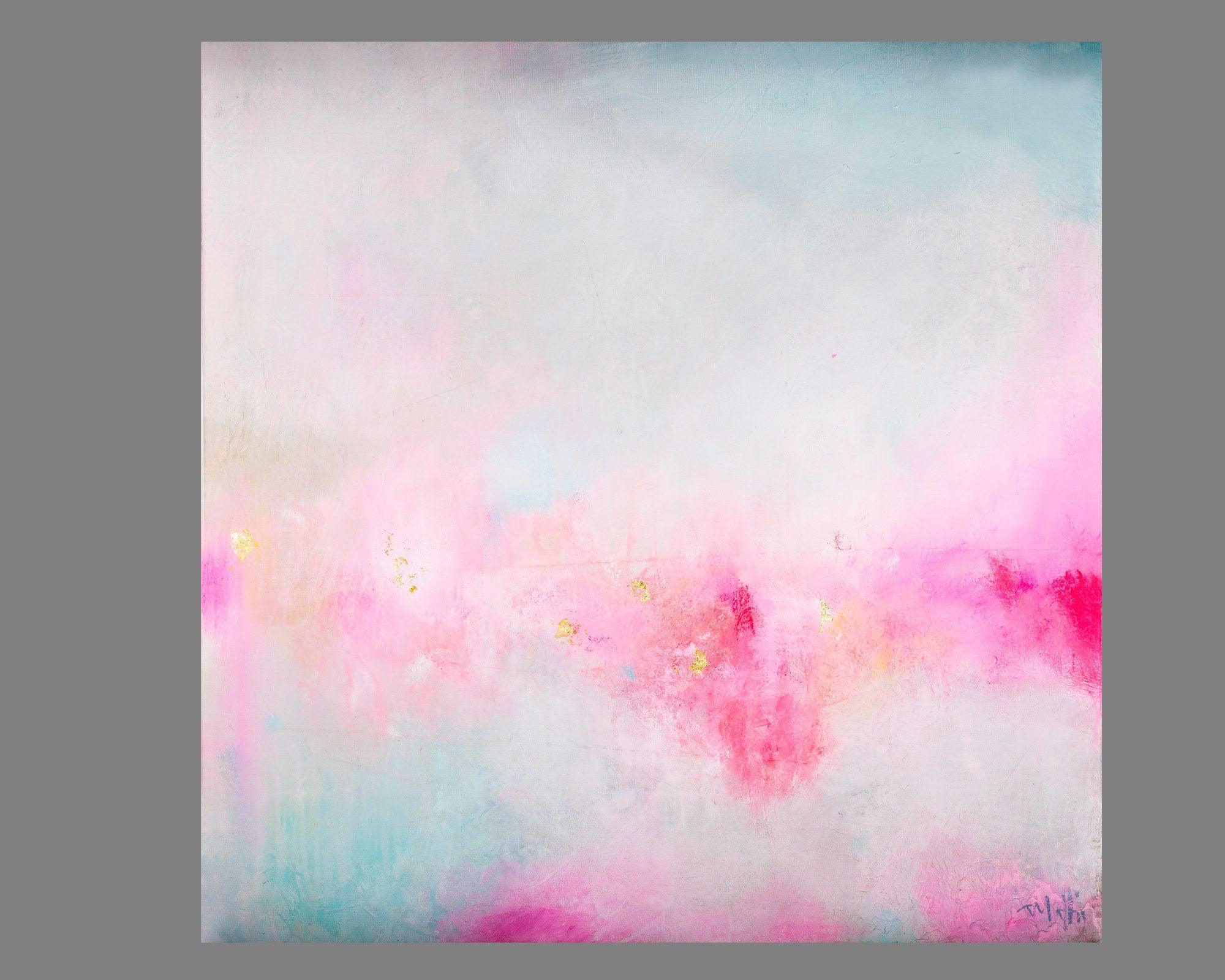 Light pink wall art colourful home decor print, blush pink extra large abstract wall art print