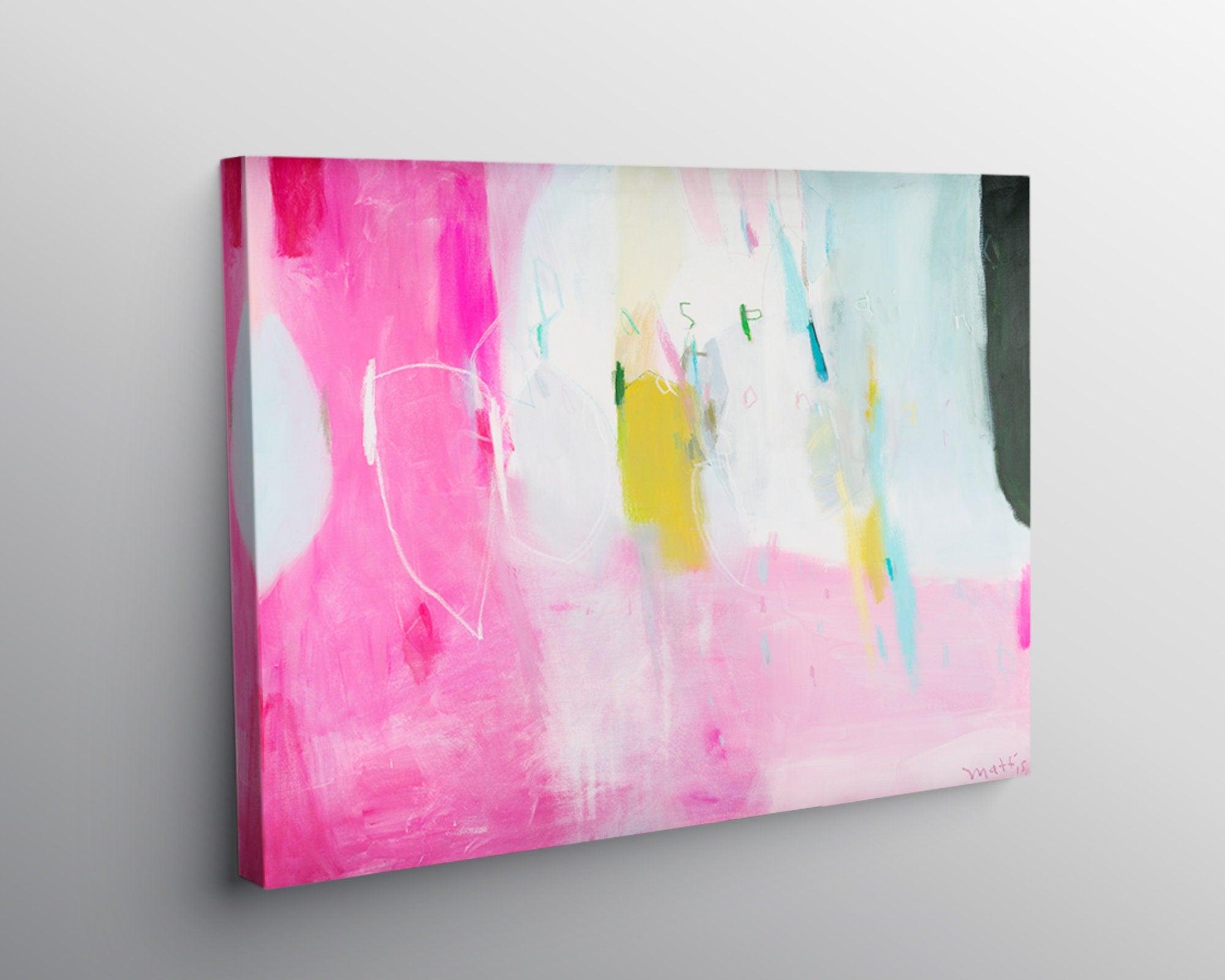 Blush pink abstract canvas Wall paper Art, colourful home decor extra large abstract art print