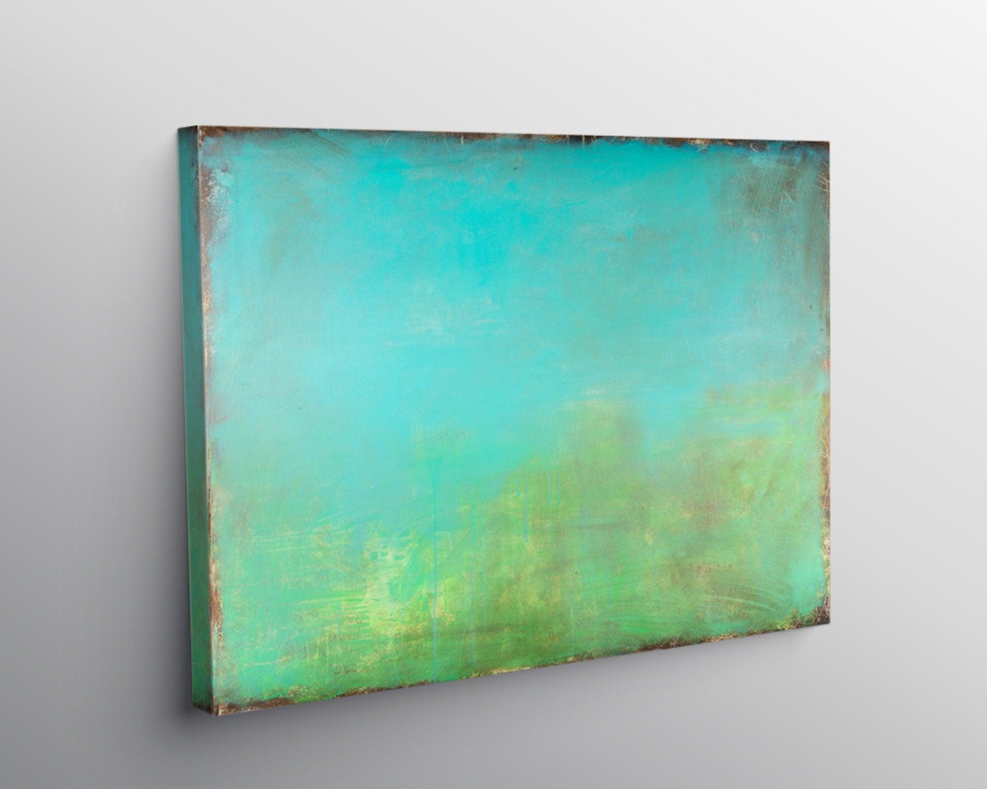Aqua Teal Blue rothko inspired decor extra large wall art landscape print, fireplace decor nordic wall art print