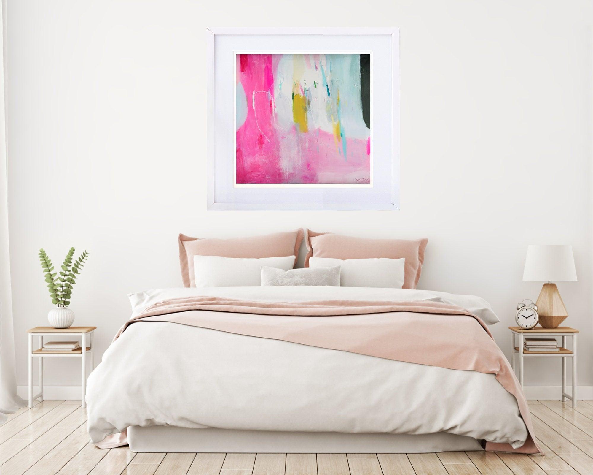 Blush pink abstract canvas Wall paper Art, colourful home decor extra large abstract art print