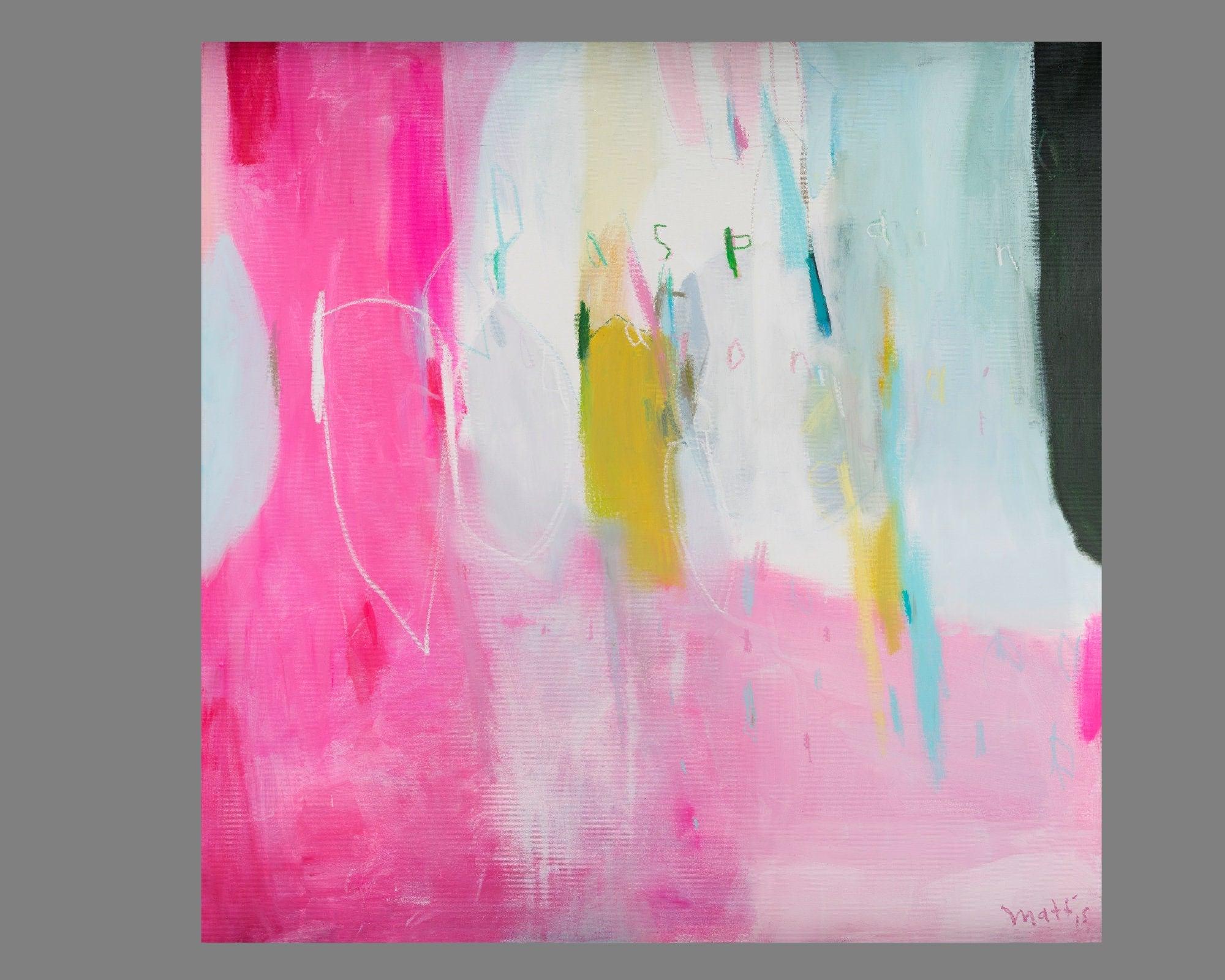 Blush pink abstract canvas Wall paper Art, colourful home decor extra large abstract art print