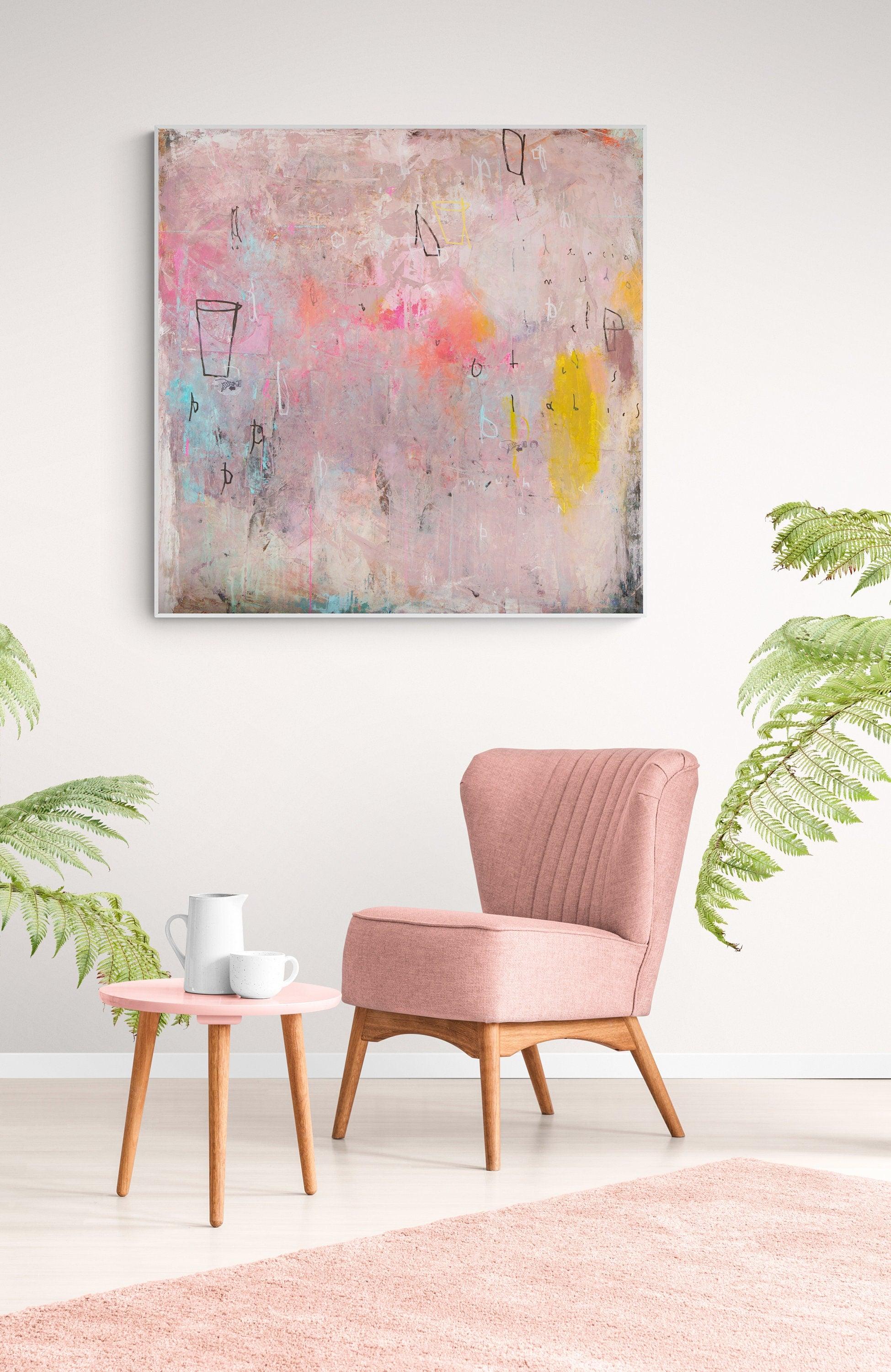 extra large original creative blush pink wall art comfort colors decoration abstract painting