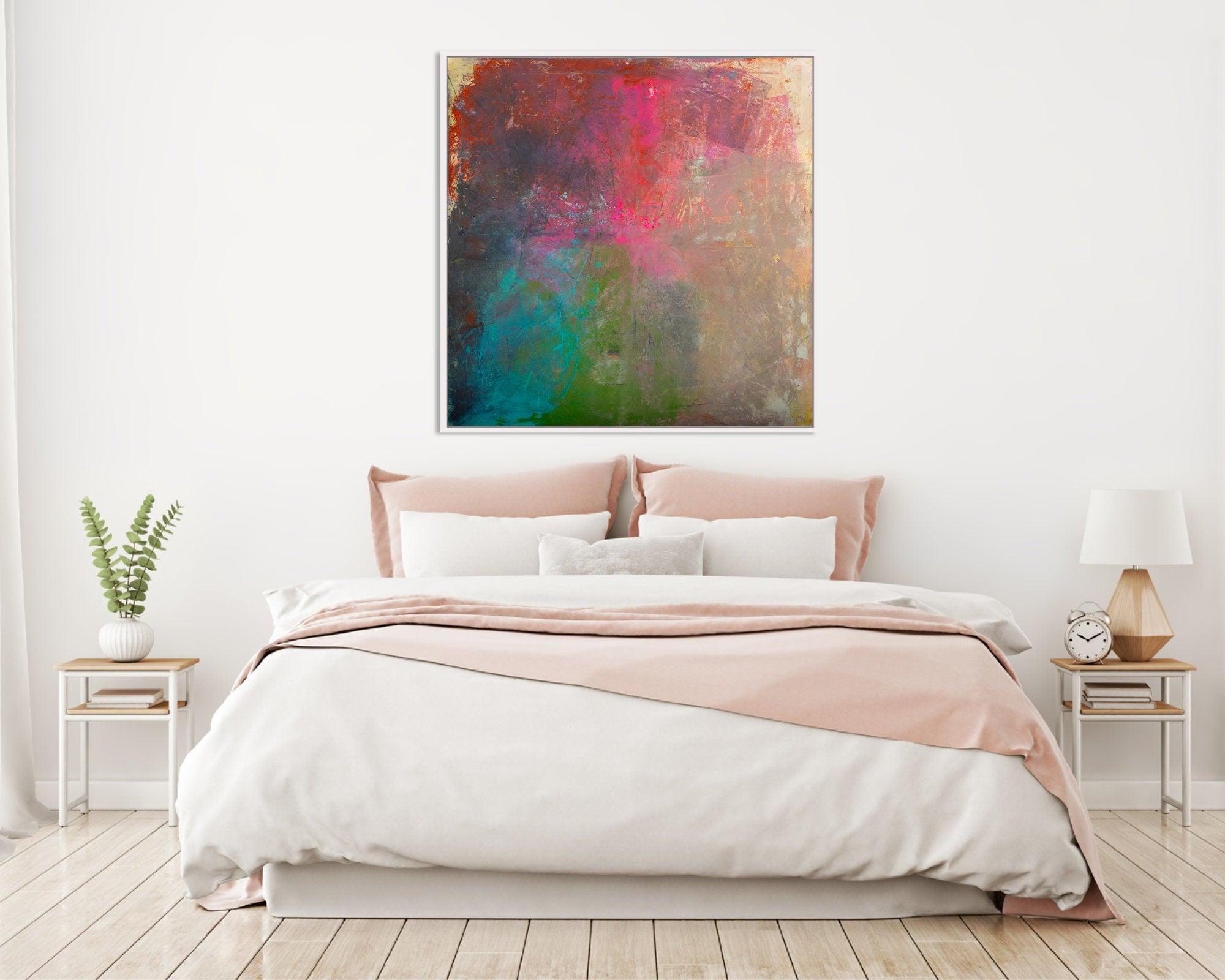 Original abstract painting nordic style, Oversized livingroom wall art earth tones