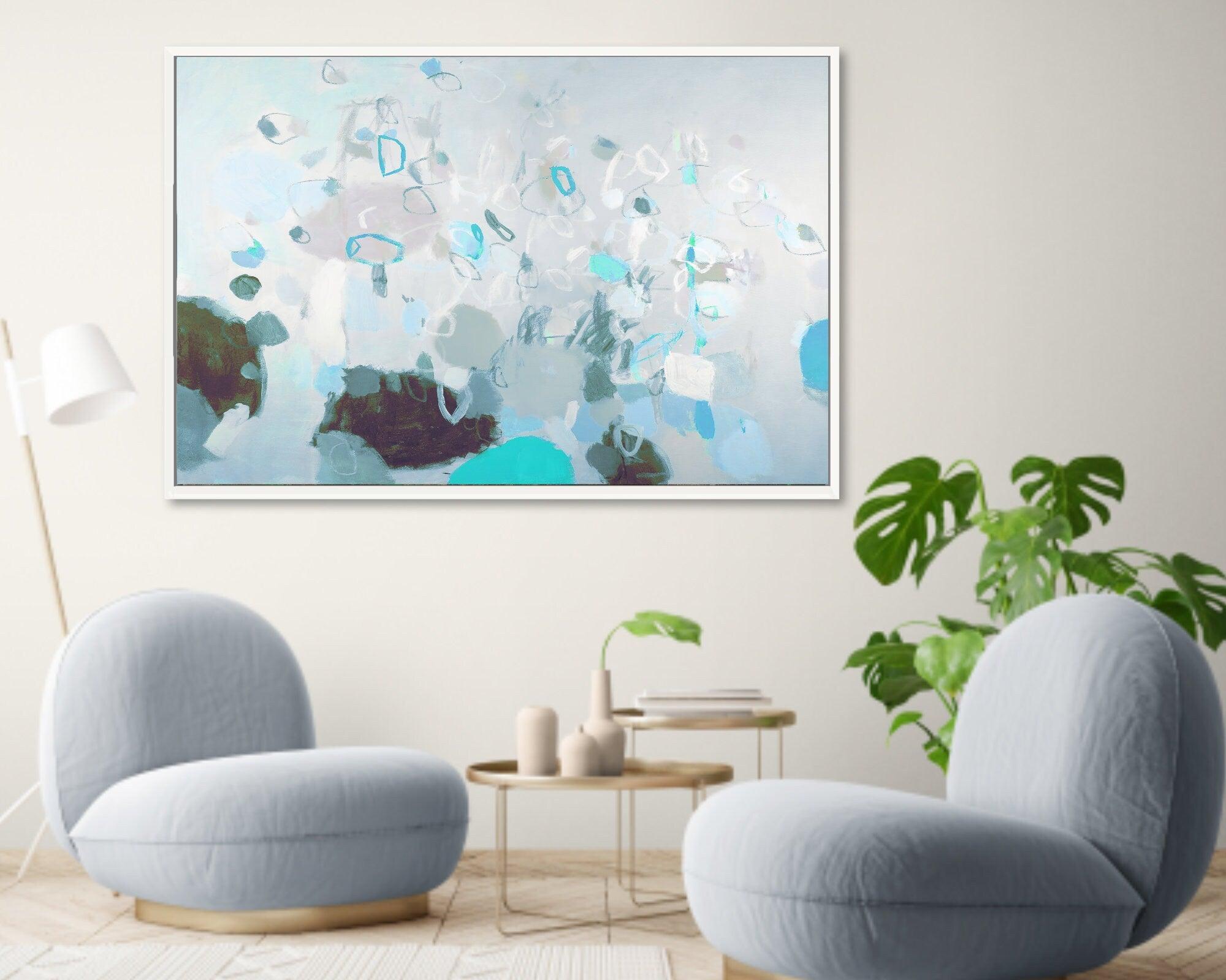 Teal aqua creative decoration Large Abstract Painting, Large Modern wall art, 24x36, 16x20 by Camilo Mattis