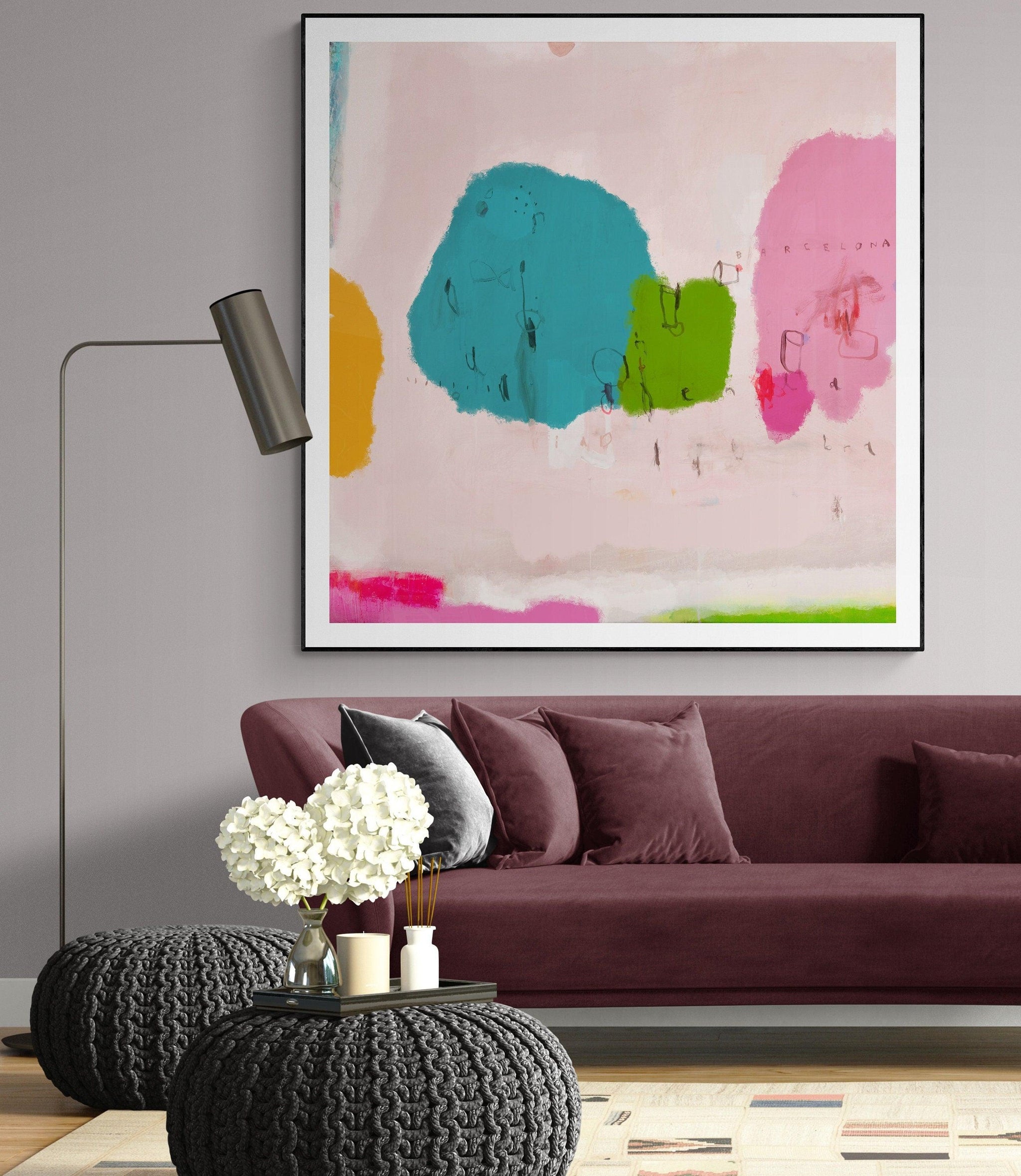 Barcelona colorful watercolor print painting, A3, original livingroom wall art print