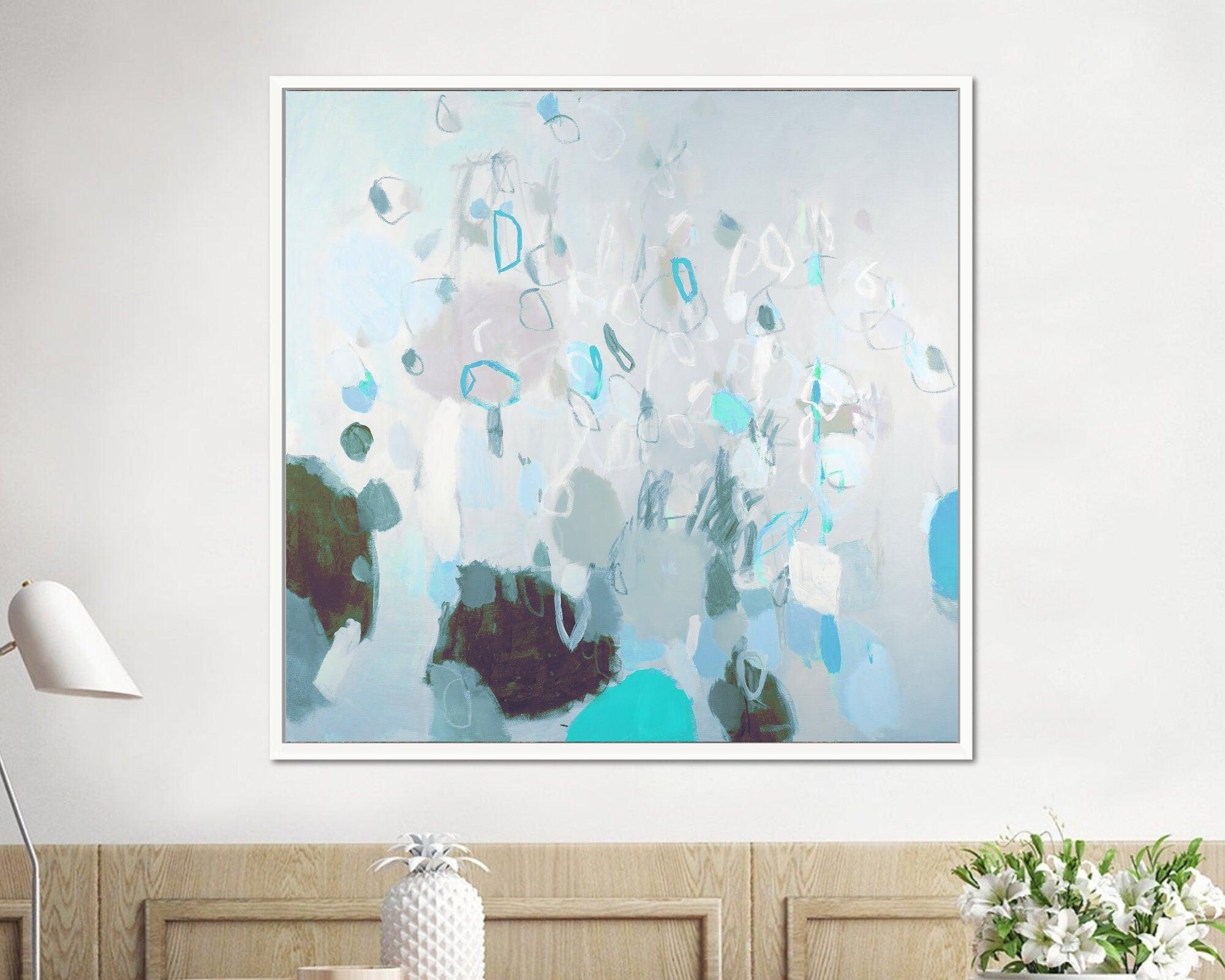 Teal aqua creative decoration Large Abstract Painting, Large Modern wall art, 24x36, 16x20 by Camilo Mattis
