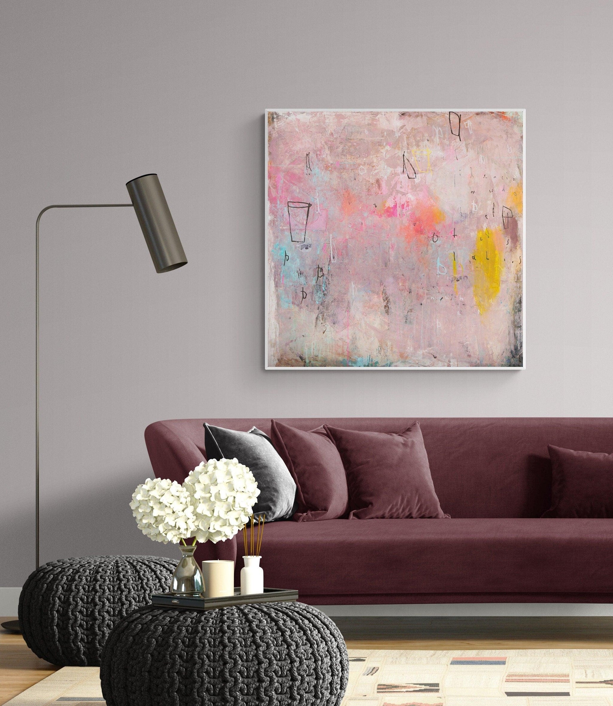extra large original creative blush pink wall art comfort colors decoration abstract painting