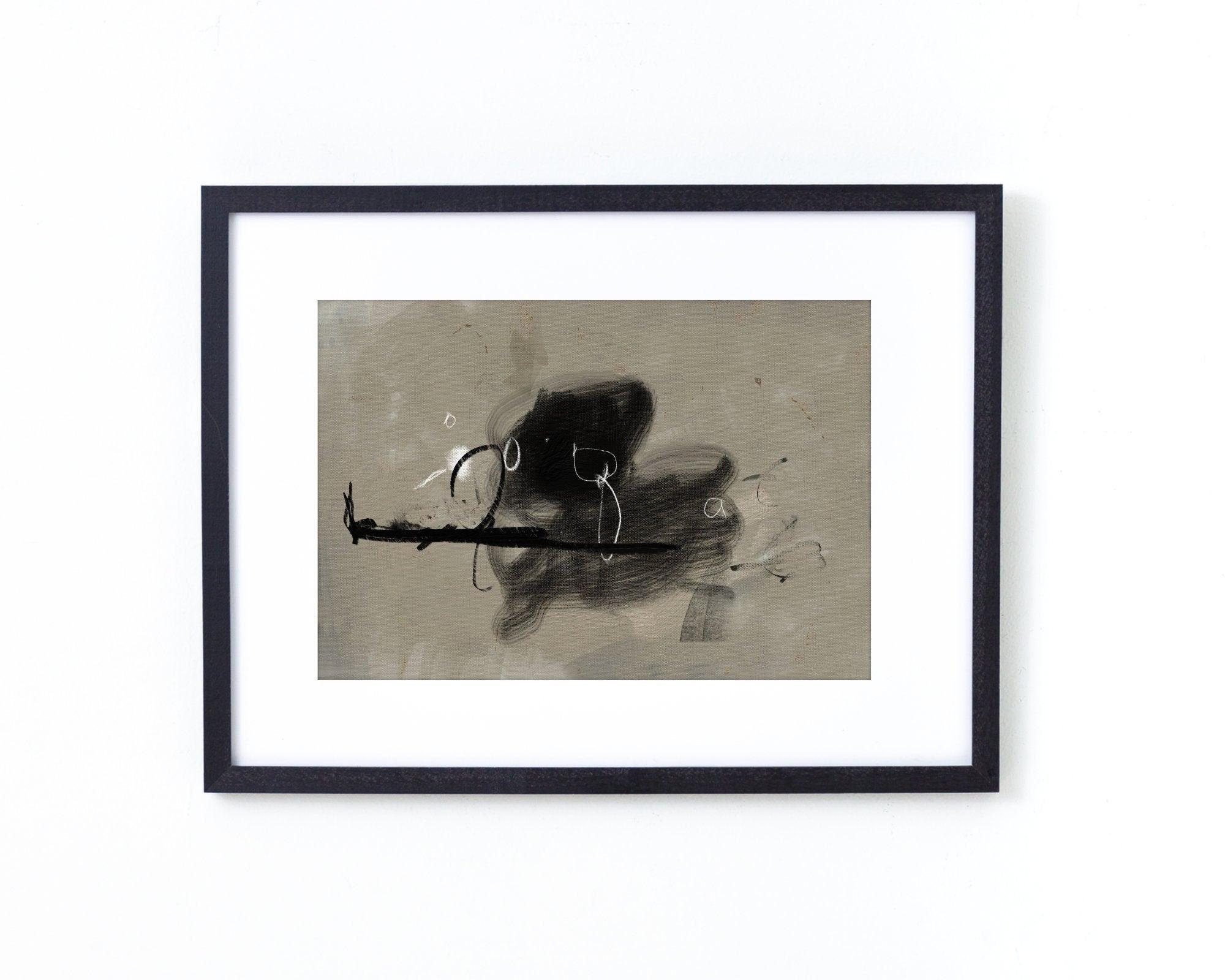Black and white art, white tones, hand drawn art, Large minimalistic Abstract Painting, Printable Art, modern wallpaper, 40"x50"