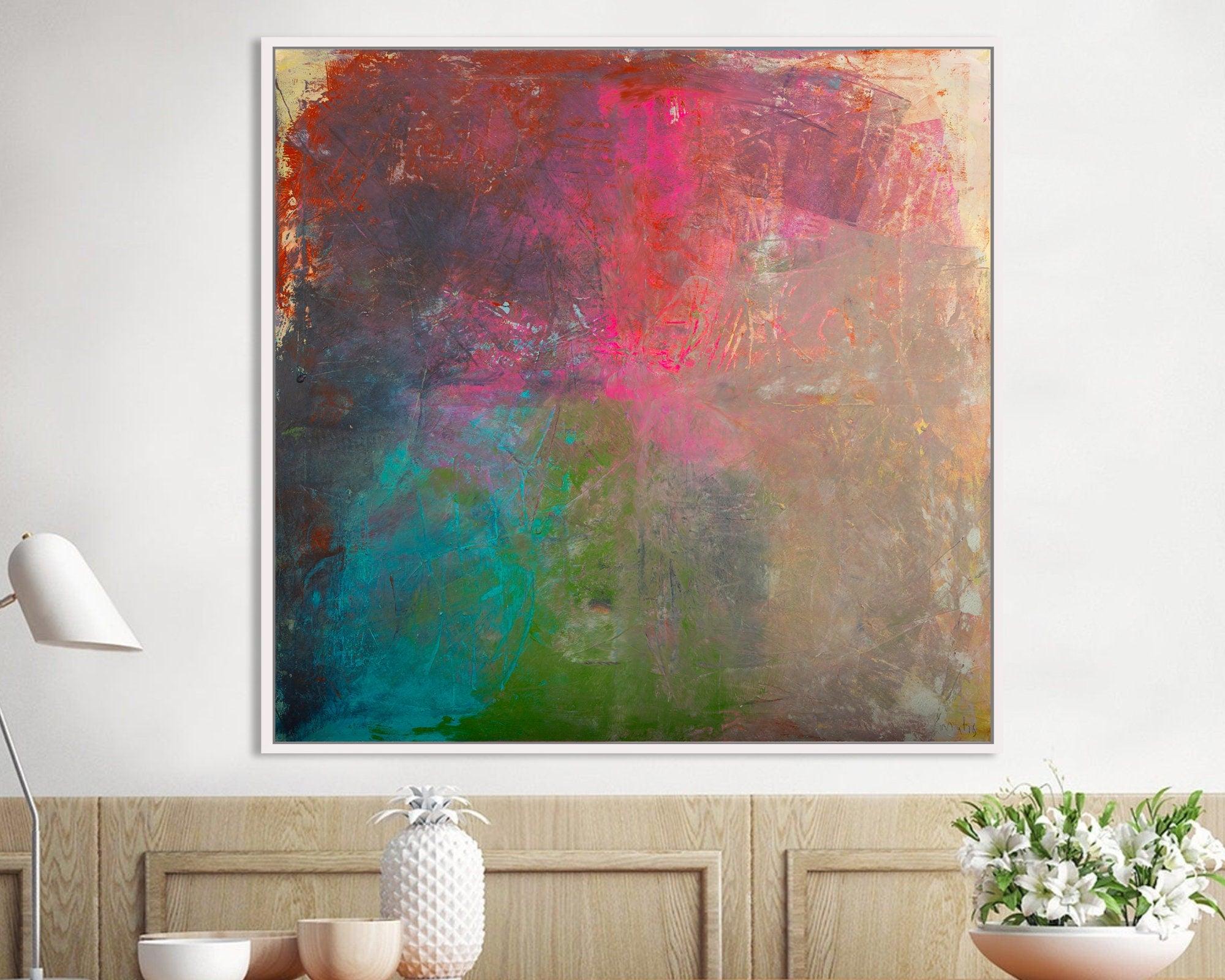 Original abstract painting nordic style, Oversized livingroom wall art earth tones