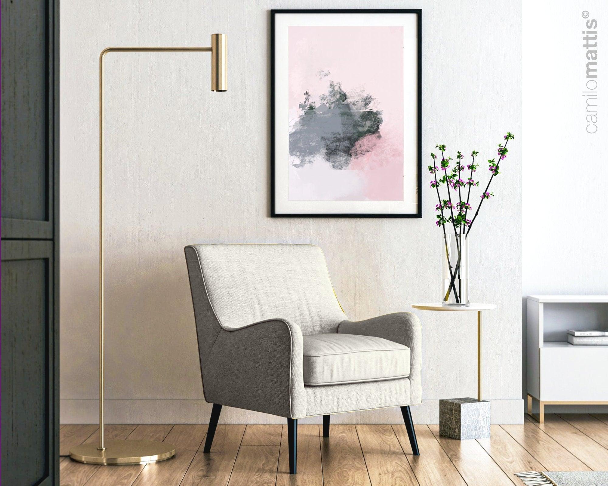 Blush pink and grey brush strokes extra large wall art 24x36 art prints, Comfort colors apartment decor