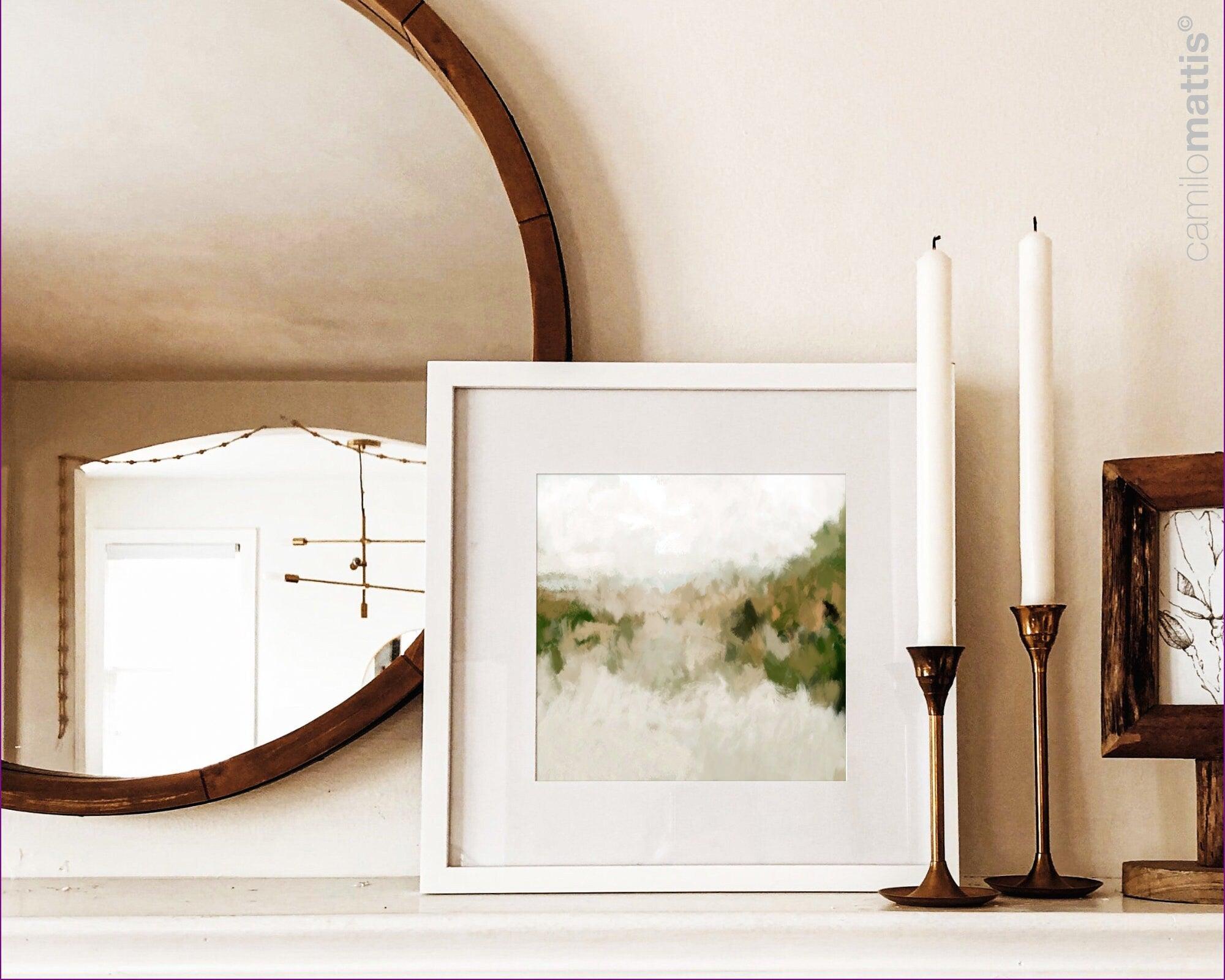 Sage green large abstract wall art Landscape Painting, Art work for living room - camilomattis.com