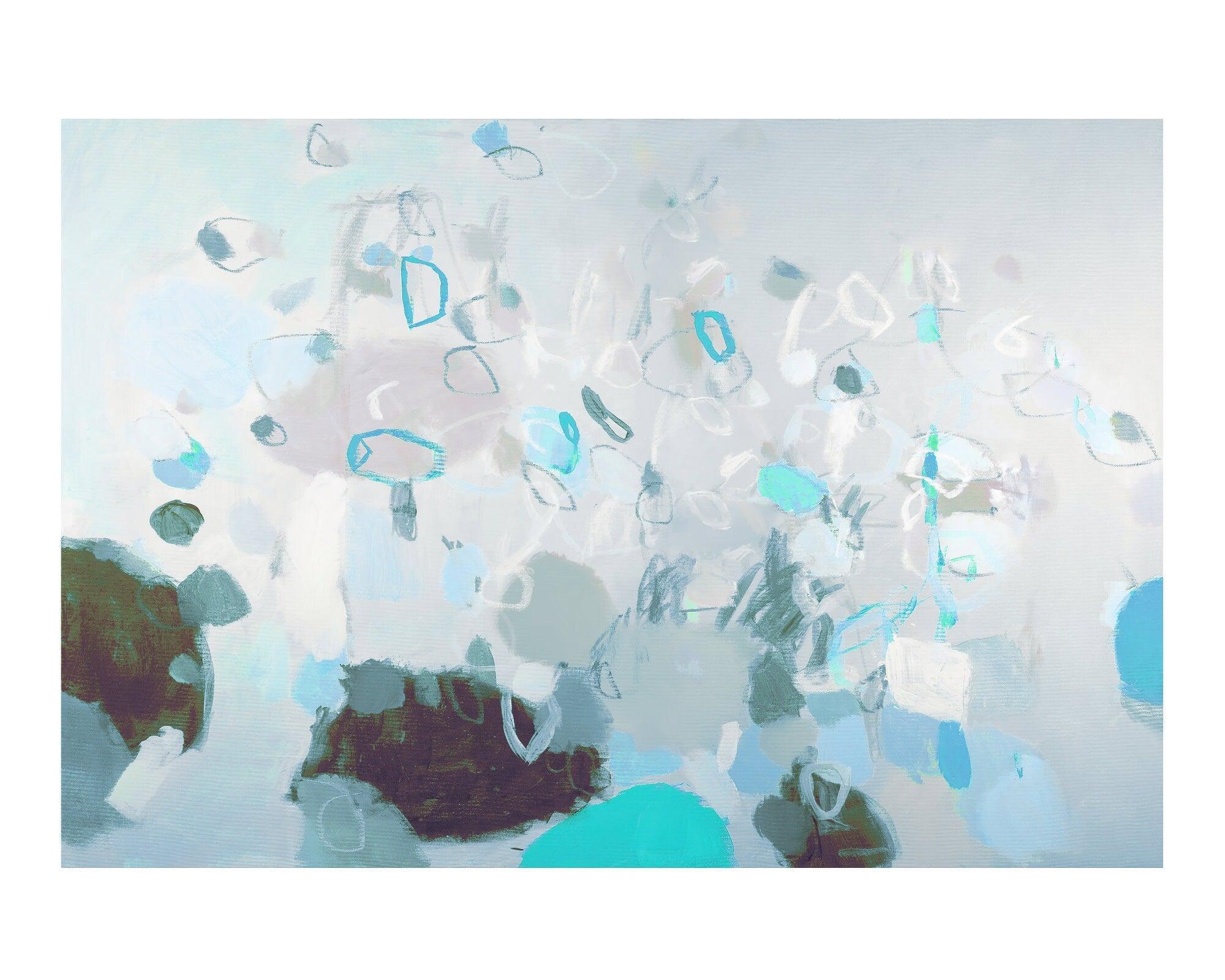 Teal aqua creative decoration Large Abstract Painting, Large Modern wall art, 24x36, 16x20 by Camilo Mattis