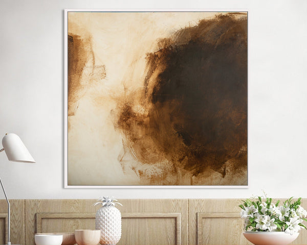 Brown original abstract painting minimalist extra large wall art - Living room decor
