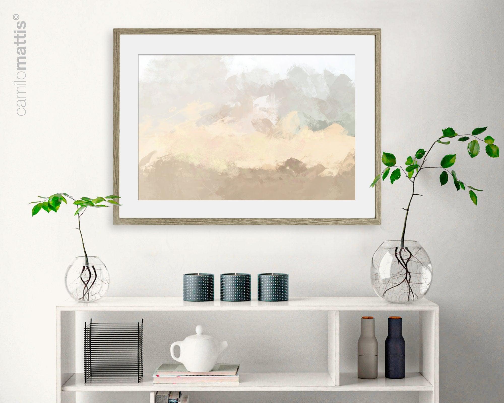 Beige and cream minimalist wall art print,  living room painting print