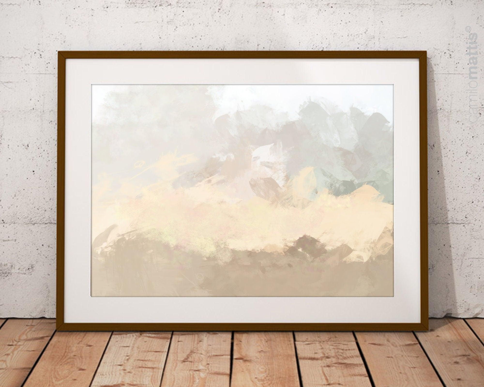 Beige and cream minimalist wall art print,  living room painting print