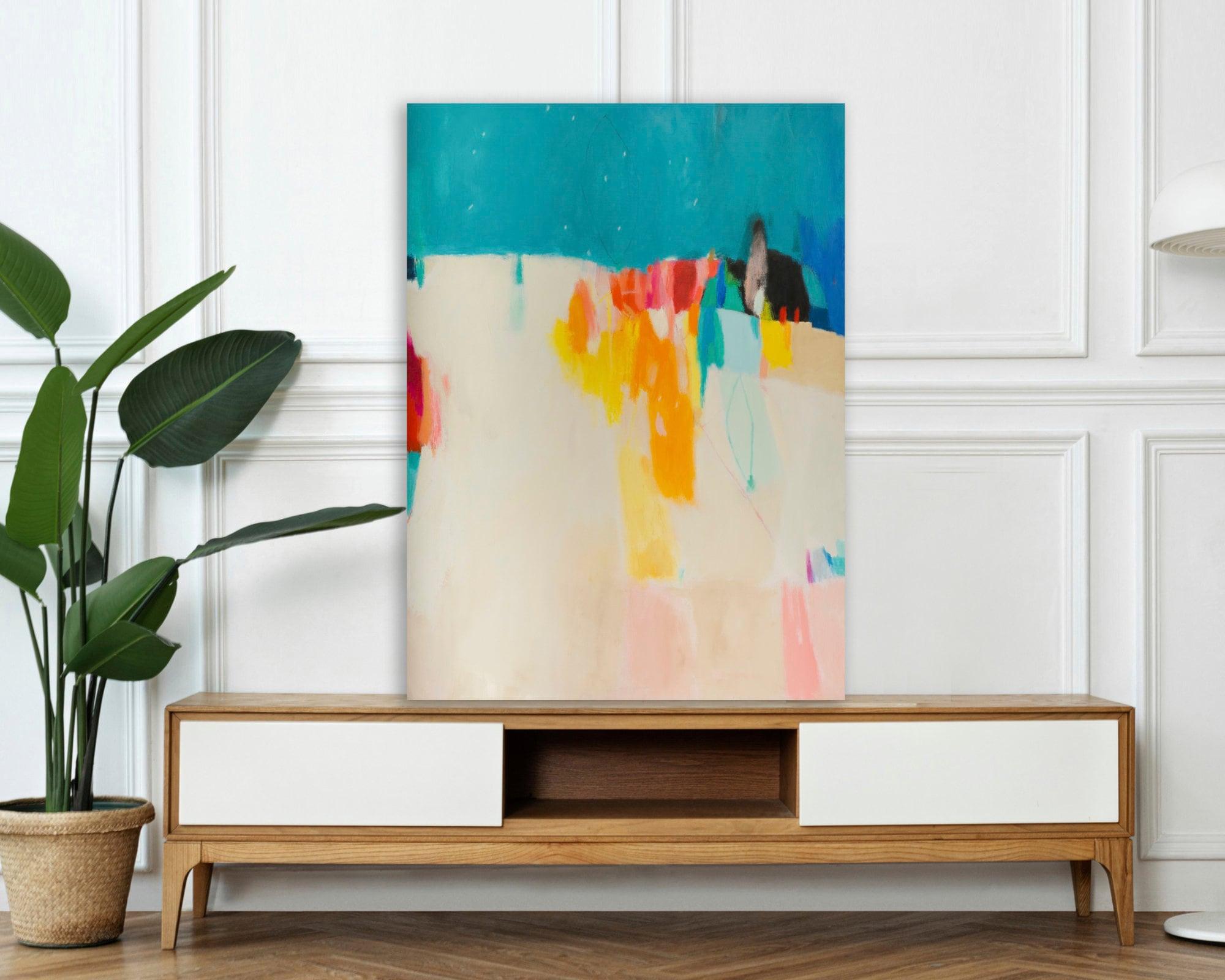 Large sea colorful original abstract acrylic painting on canvas, Mediterranean sea art  by Camilo Mattis - camilomattis.com