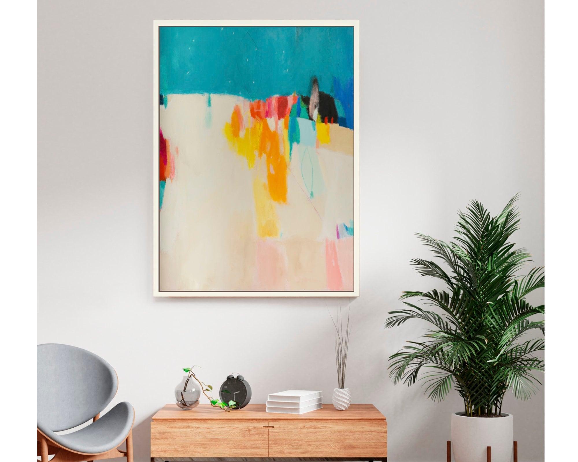 Large sea colorful original abstract acrylic painting on canvas, Mediterranean sea art  by Camilo Mattis - camilomattis.com