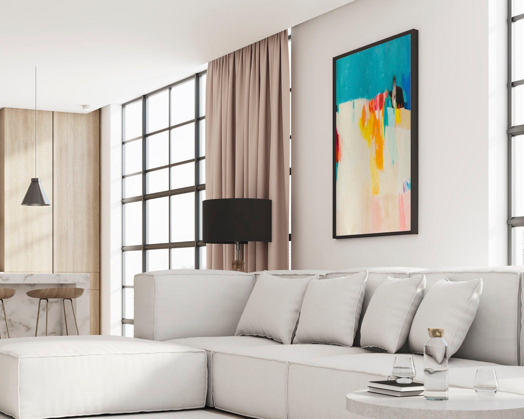 Large sea colorful original abstract acrylic painting on canvas, Mediterranean sea art  by Camilo Mattis - camilomattis.com