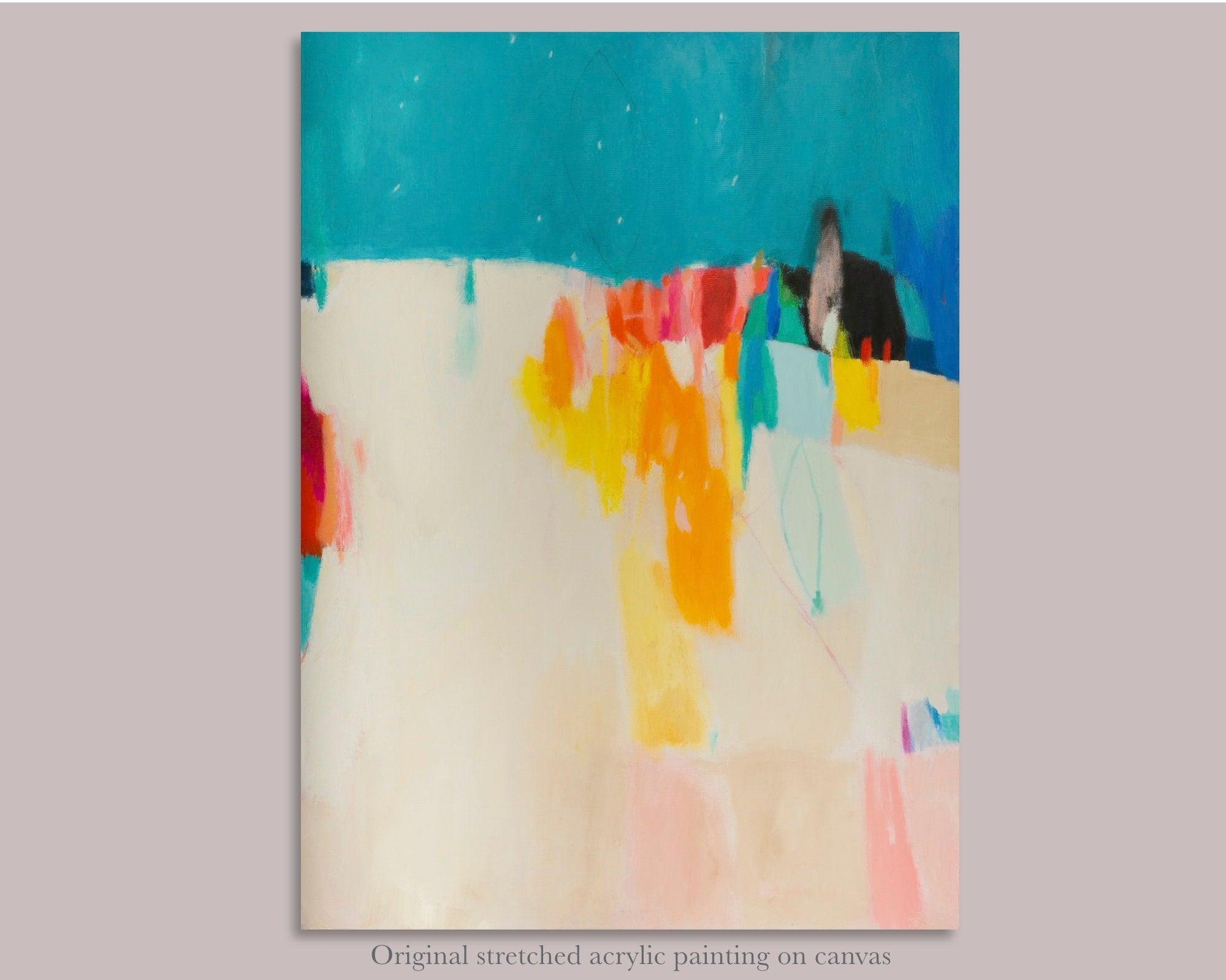 Large sea colorful original abstract acrylic painting on canvas, Mediterranean sea art  by Camilo Mattis - camilomattis.com
