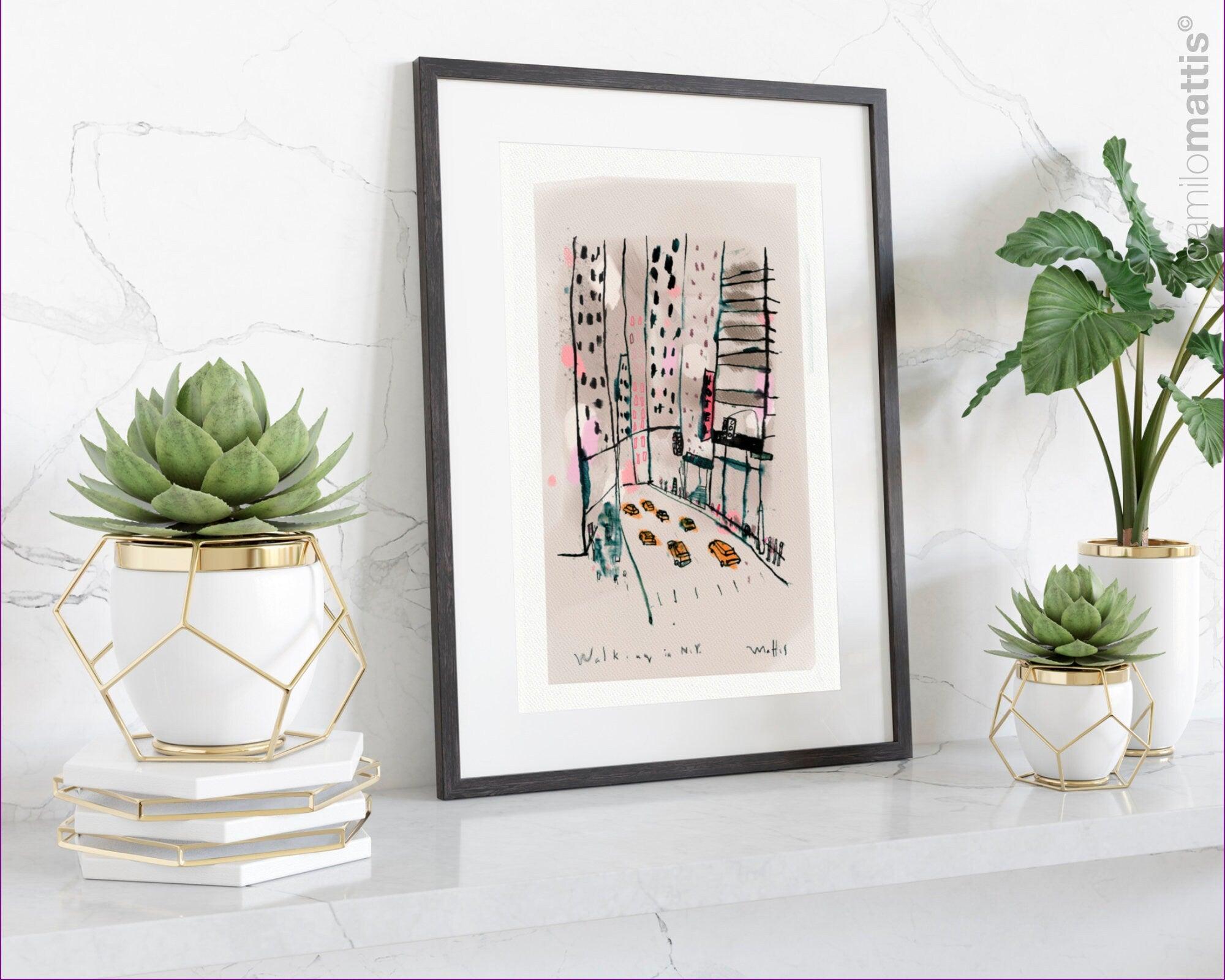 NYC sketch drawing fine art city print, A3, wall art livingroom decor by Camilo Mattis - camilomattis.com