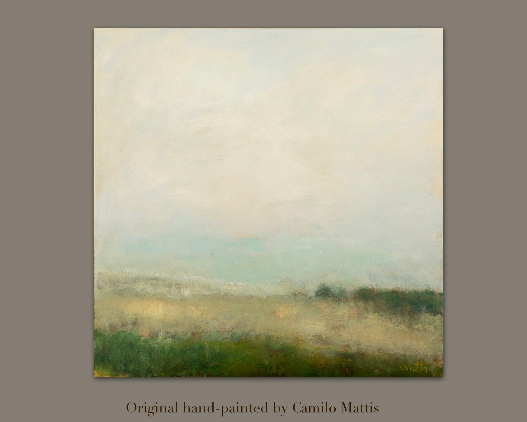 Original painting on canvas muted colors Country Landscape Scenery by Camilo Mattis - camilomattis.com
