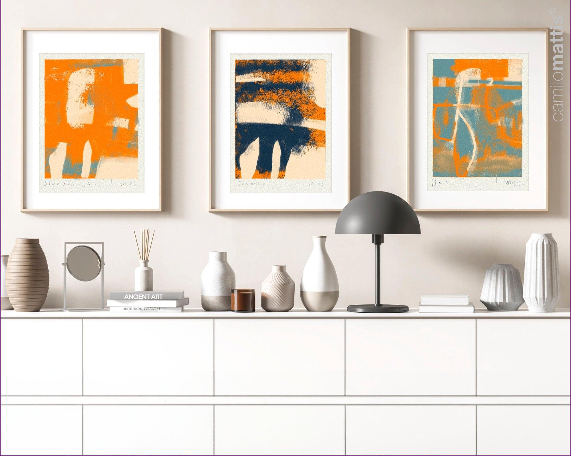 Jazz in NY Orange and blue large poster print, minimalist modern art appartement decor by Camilo Mattis - camilomattis.com