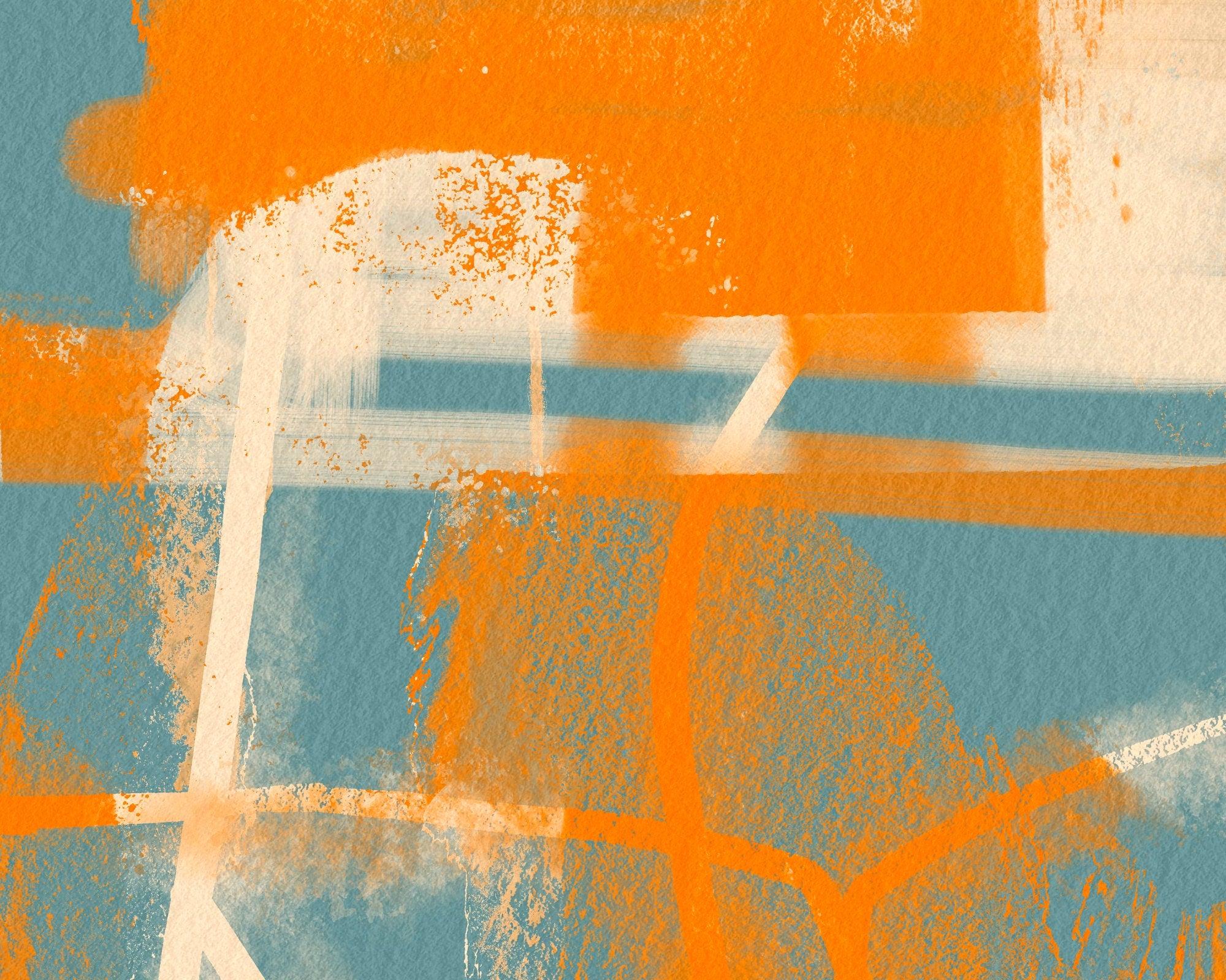 Jazz in NY Orange and blue large poster print, minimalist modern art appartement decor by Camilo Mattis - camilomattis.com