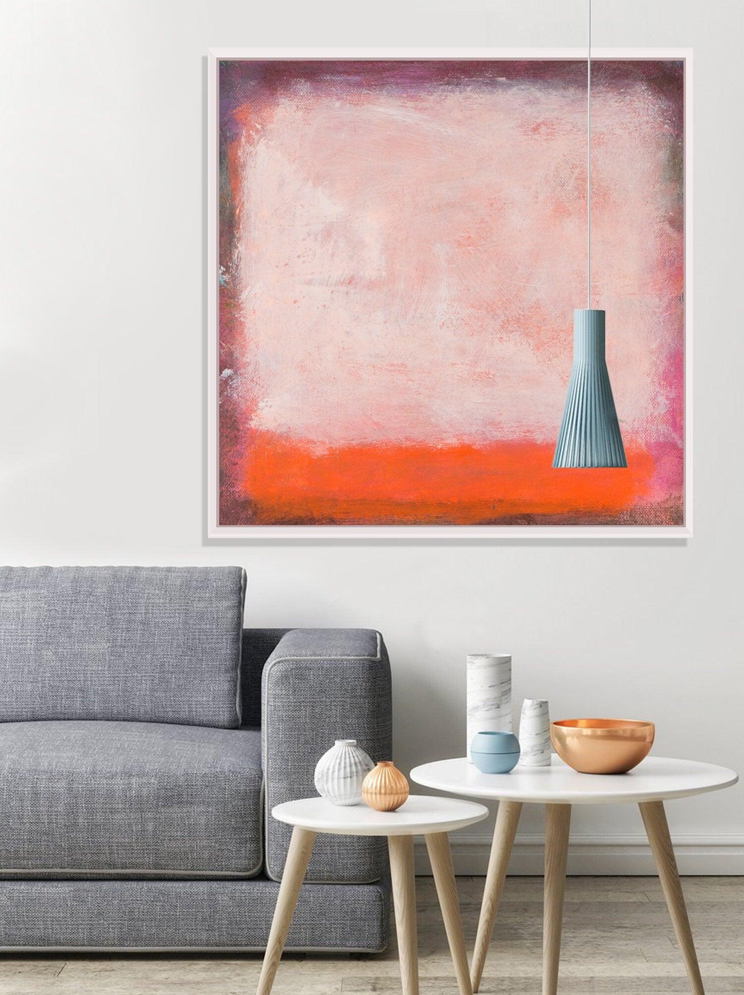 Orange Brown and white abstract modern art canvas painting, rothko inspired commission painting extra large wall art