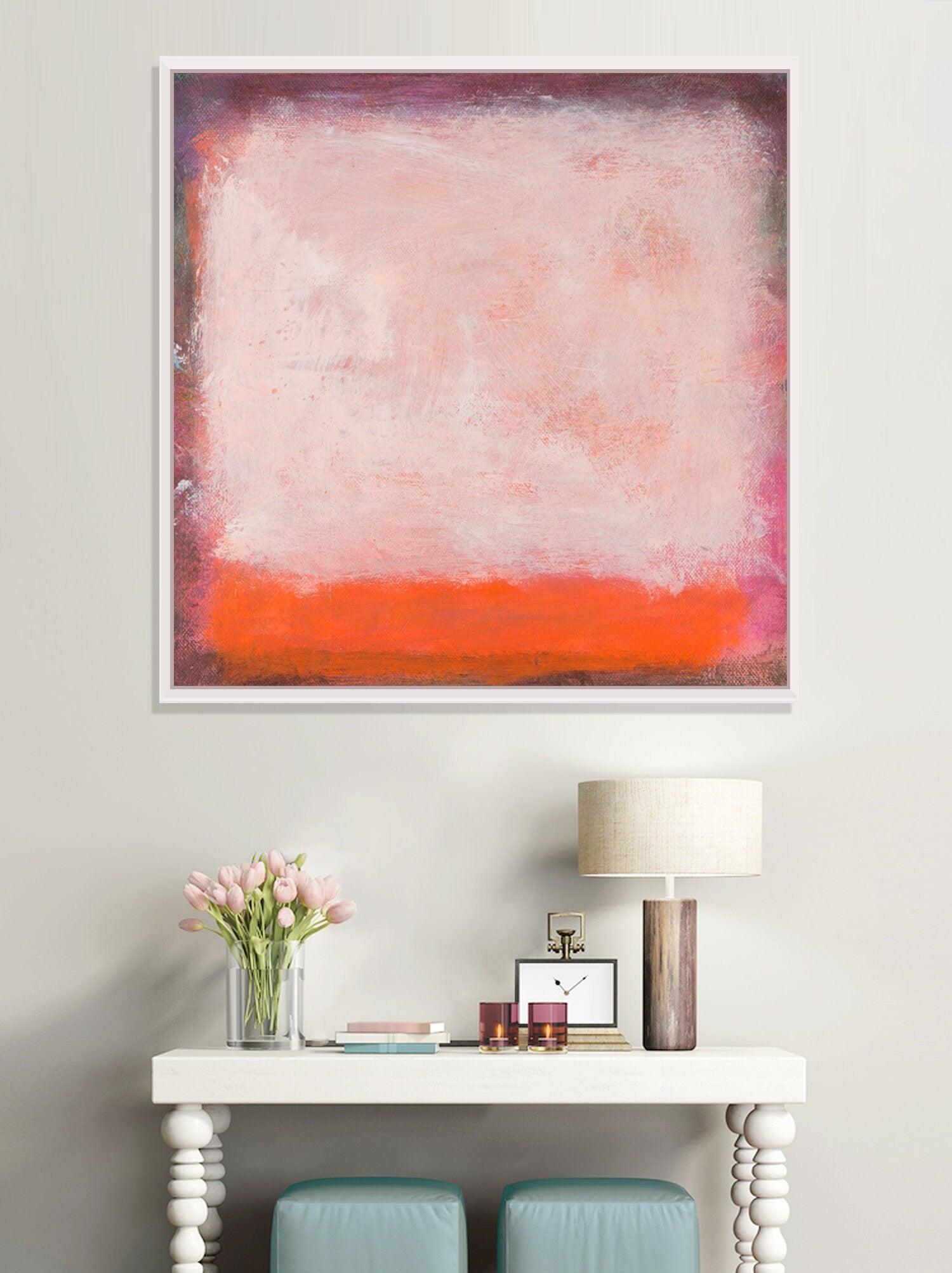 Orange Brown and white abstract modern art canvas painting, rothko inspired commission painting extra large wall art