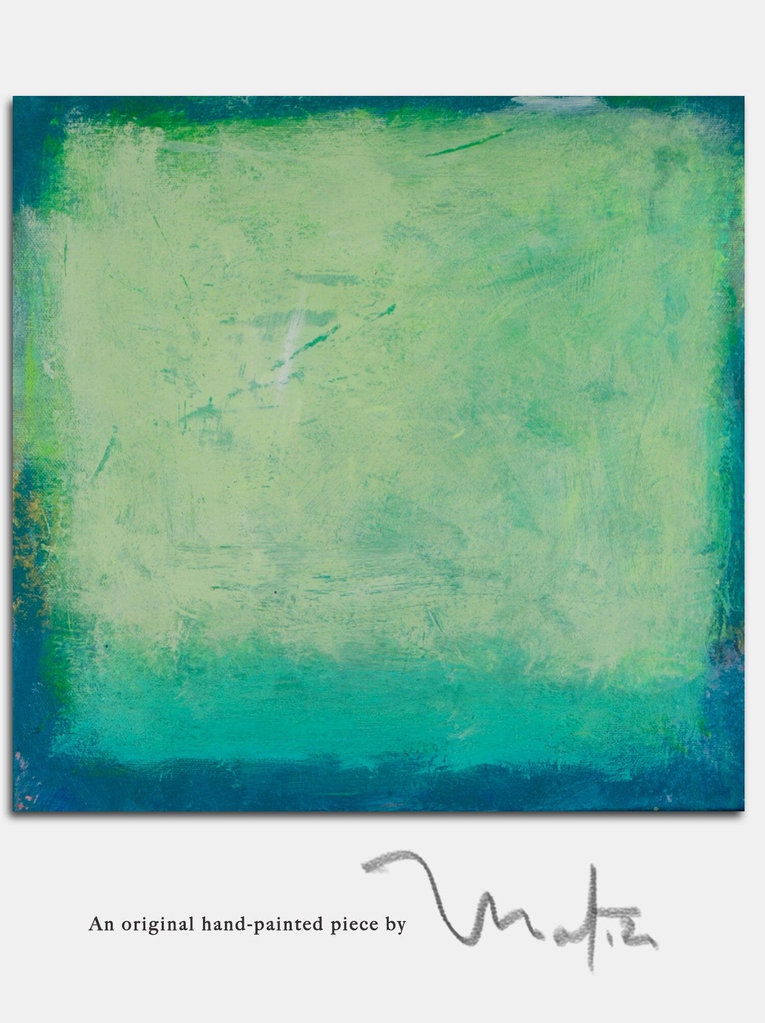 Verde turquesa Rothko inspiró abstracto arte contemporáneo original pintura sobre lienzo