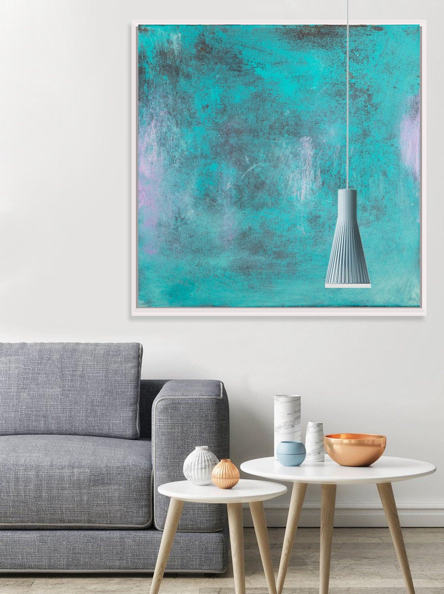 Teal original art,  Living Room Wall Art canvas extra large wall art painting