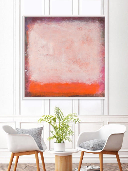 Orange Brown and white abstract modern art canvas painting, rothko inspired commission painting extra large wall art