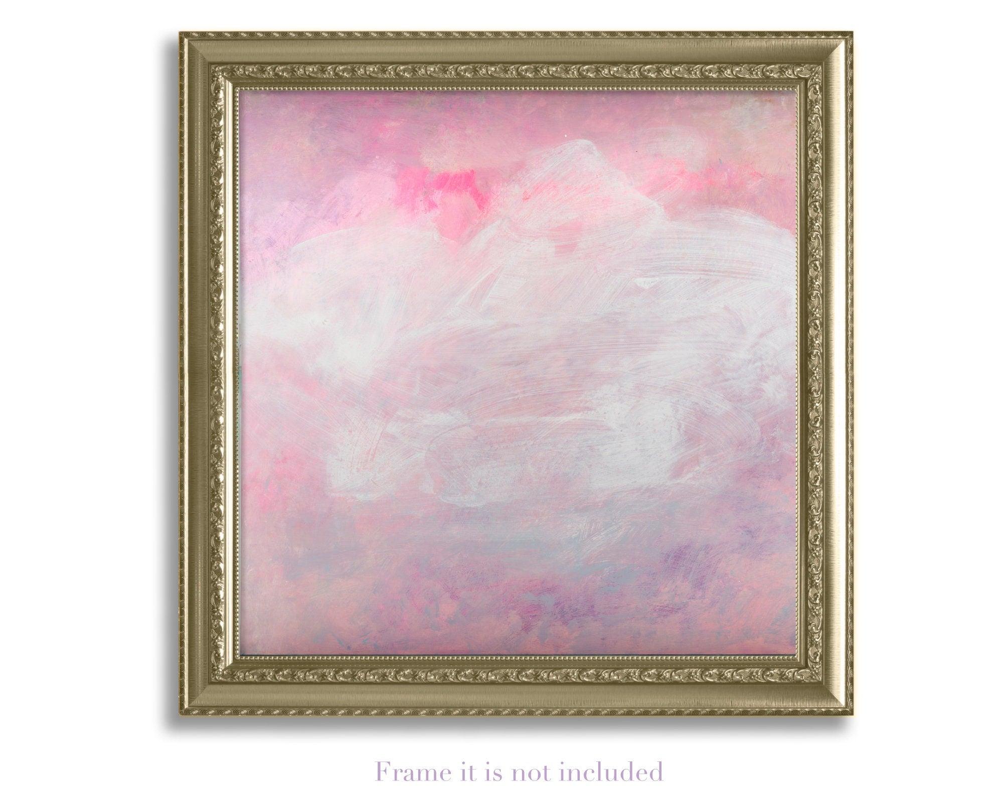 Original minimalist brush stroke art painting in pink by Camilo Mattis