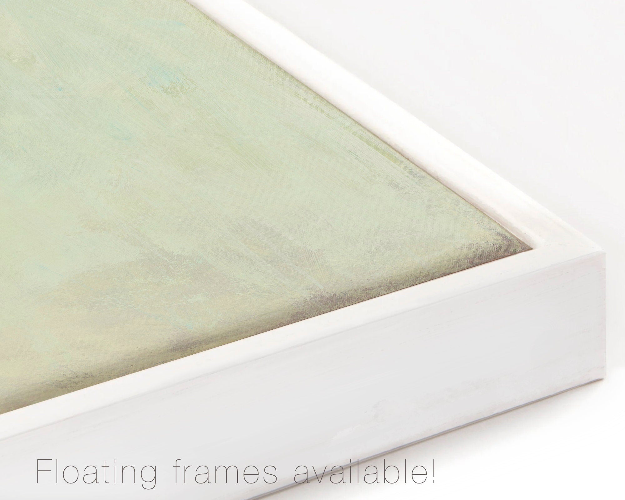 White floating frame with an original Camilo Mattis painting