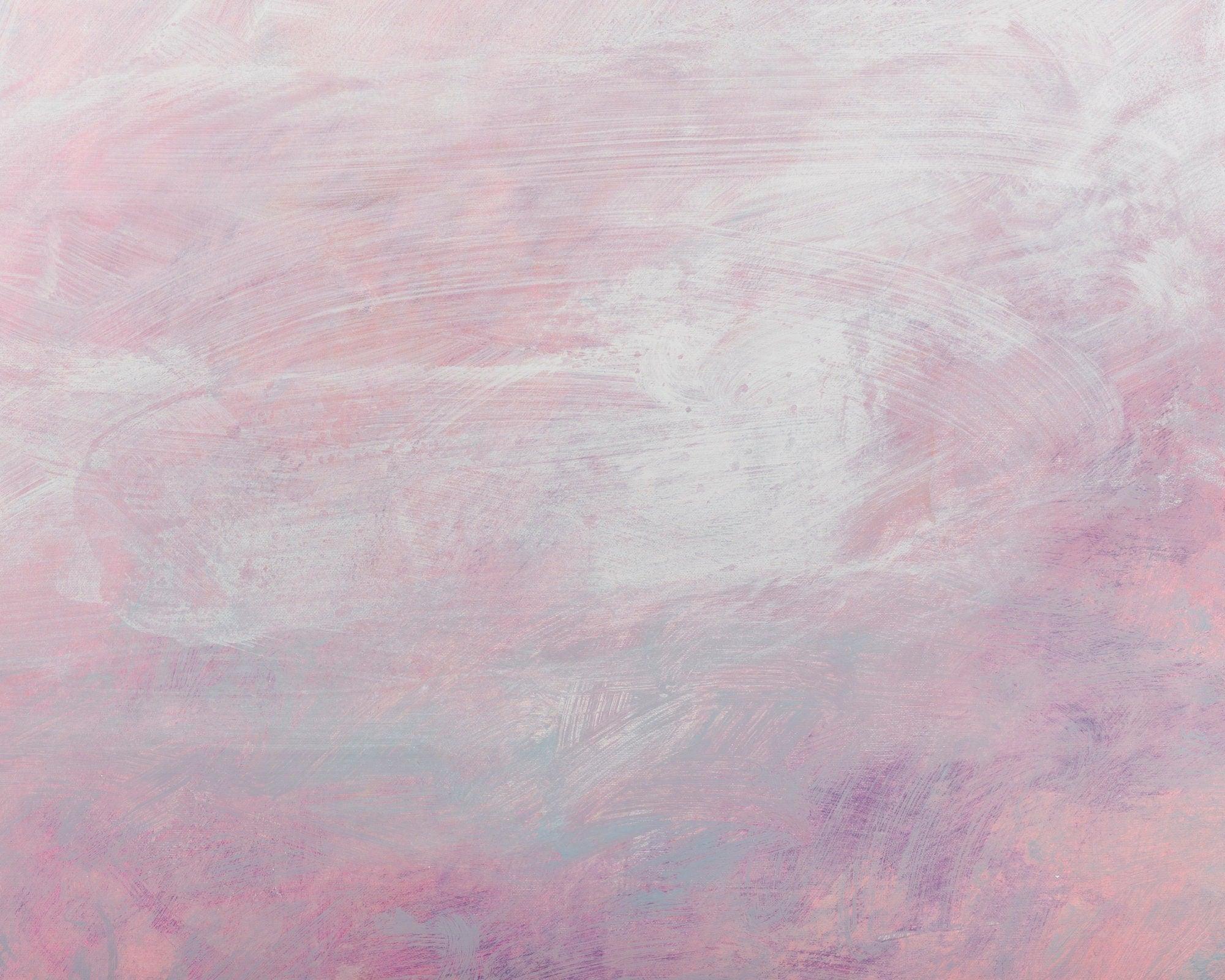 Detail of a minimalist brush stroke art in pink by Camilo Mattis