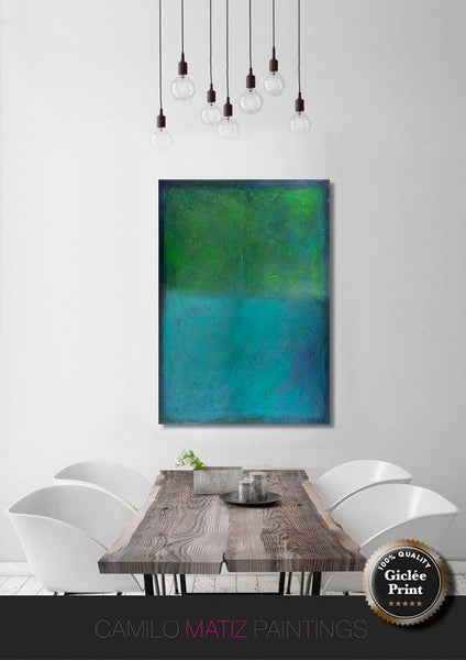 Blue and green wall art print,  wall abstract art, extra large print, Teal and green - camilomattis.com