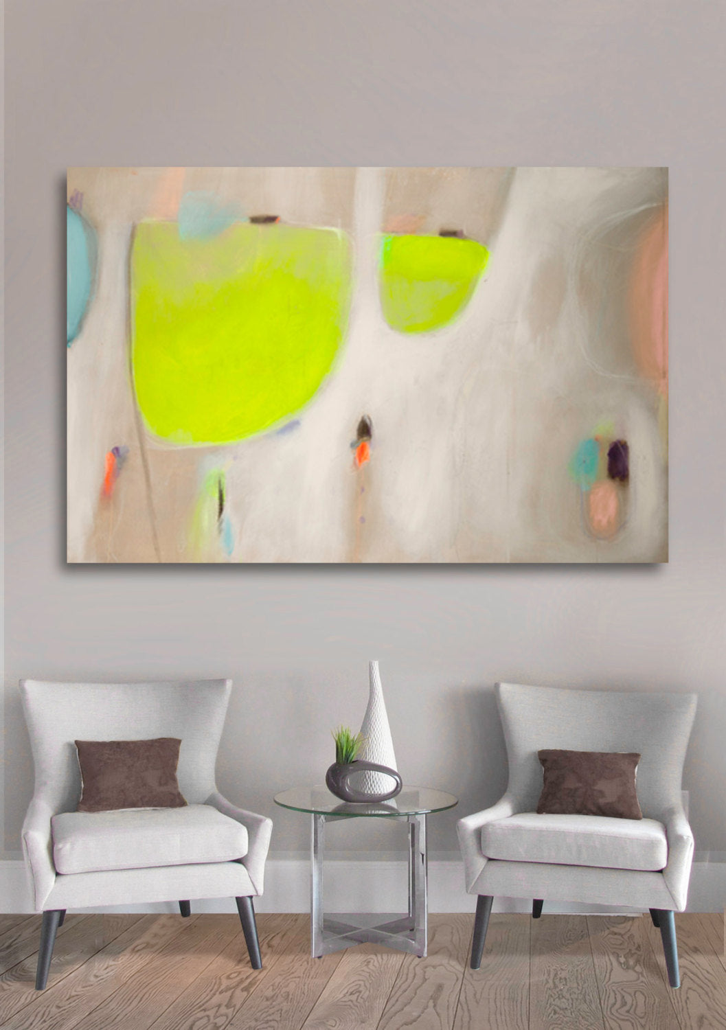 Green wall art, green original abstract painting, Extra large wall art, - camilomattis.com