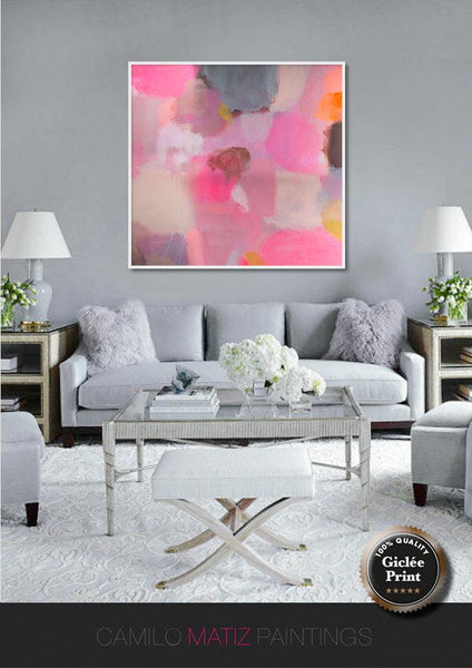 Pink abstract art, red minimalist art wall art print, abstract painting print by Camilo Mattis - camilomattis.com