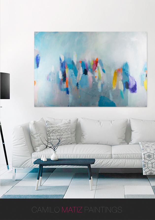 Abstract print, large modern wall art, abstract painting print, blue wall decor, living room wall art, Camilo Matti - camilomattis.com