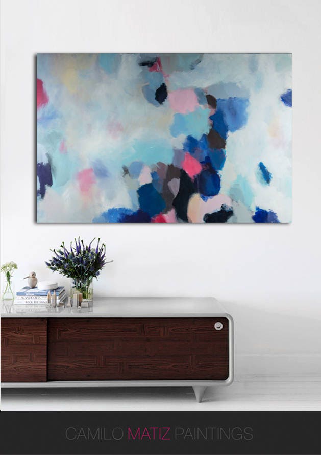 Navy Blue Abstract Fine Art Print, Modern Contemporary Oversized Abstract Print for Home, Office Decor