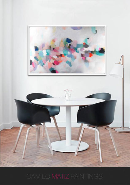 Large modern wall art giclee print, large abstract painting print, colorful painting, acrylic abstract painting by Camilo Mattis - camilomattis.com