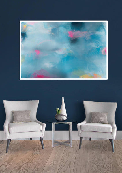 Blue wall decor, abstract art print, bedroom art, large wall art, giclee print by Camilo Mattis - camilomattis.com