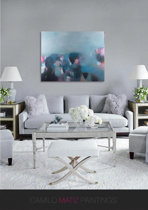 Abstract print, large modern wall art, abstract painting print, blue wall decor, living room wall art, Camilo Mattis
