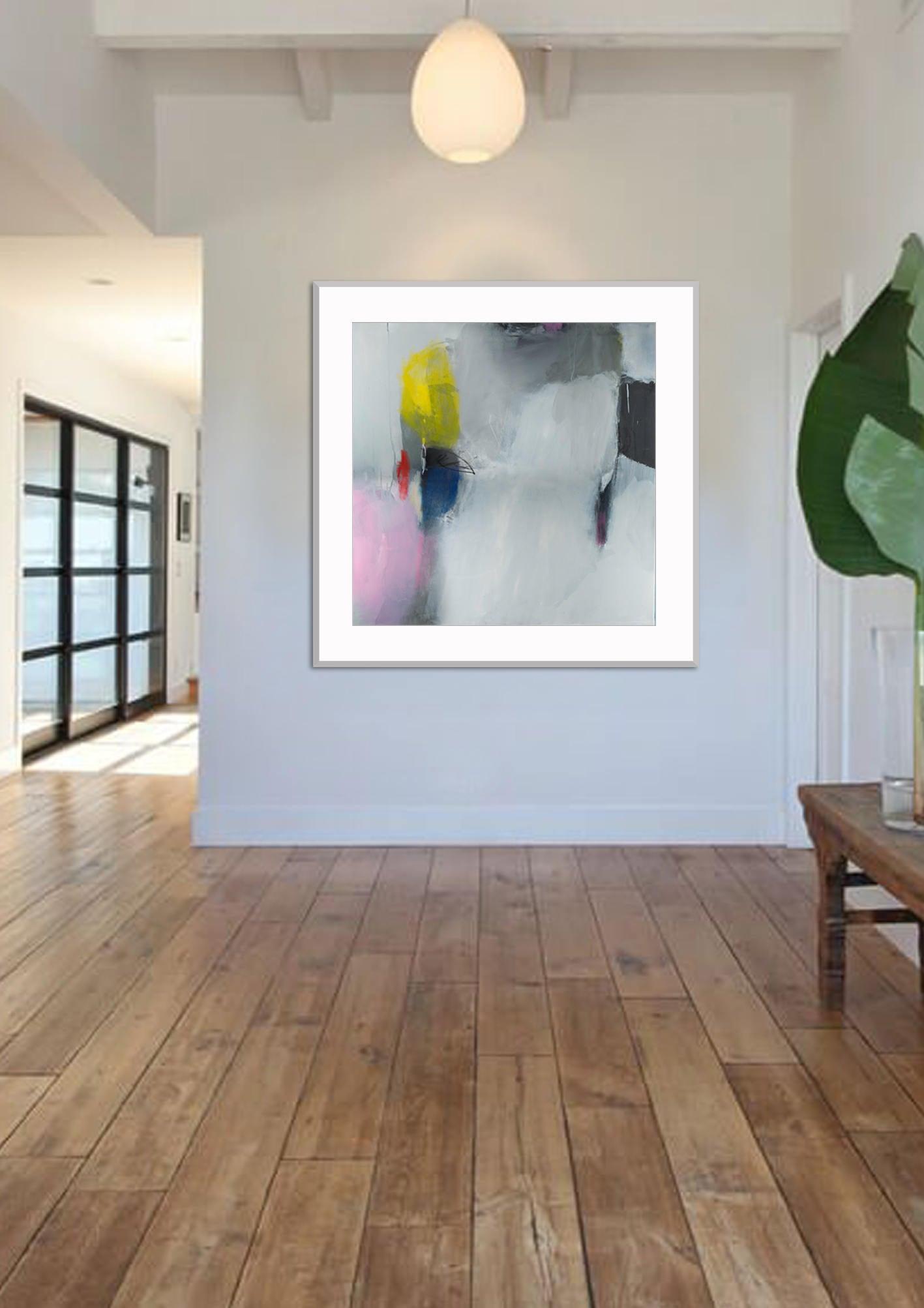 Large Abstract giclee print, White, Pink modern abstract painting print, large giclee art print, print of an original acrylic painting - camilomattis.com