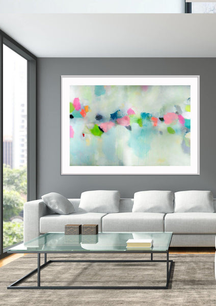 Large Abstract Print from canvas painting giclee Blue painting with green - modern Painting wall art prints by Camilo Mattis - camilomattis.com