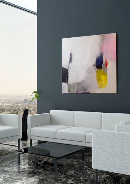 Large Abstract giclee print, White, Pink modern abstract painting print, large giclee art print, print of an original acrylic painting - camilomattis.com