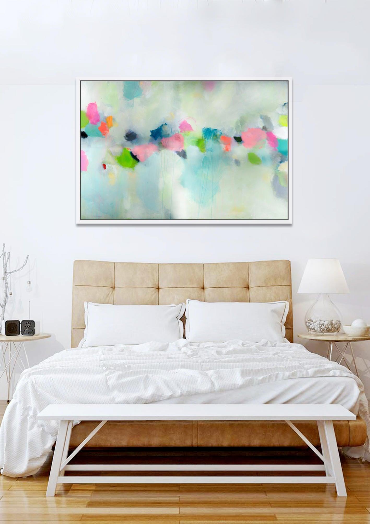 Large Abstract Print from canvas painting giclee Blue painting with green - modern Painting wall art prints by Camilo Mattis - camilomattis.com